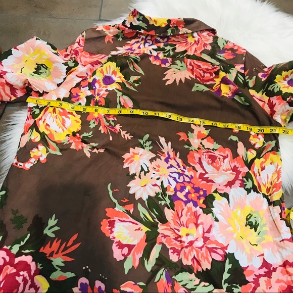 Soft Surroundings "Flora Tunic" Brown Floral Sz PL - Picture 9 of 10